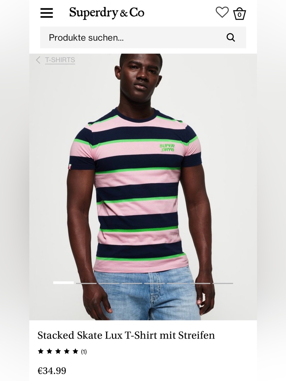 Superdry Men's Striped Crew Tee — Pink, Navy & Green